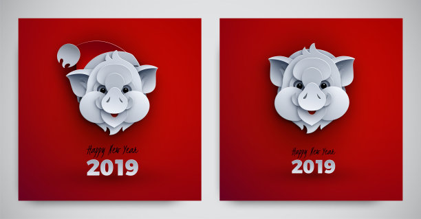 红色中国风猪年春节背景设计