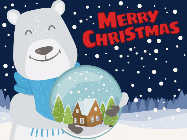 圣诞老人北极熊的祝福