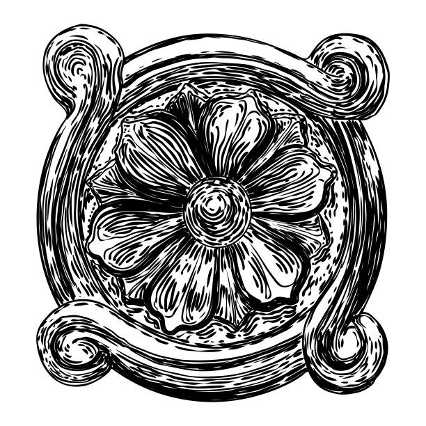 黑白花卉装饰图案
