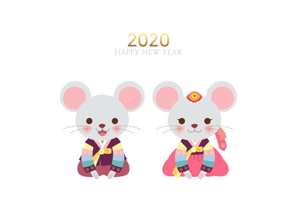 新年服装的老鼠