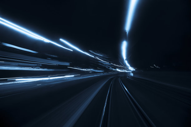光轨行驶轨道速度蓝色科技感背景