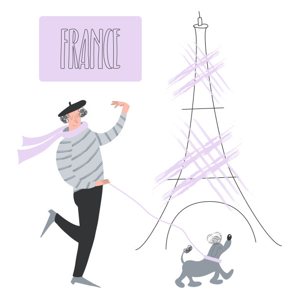 法国插画法国矢量旅游