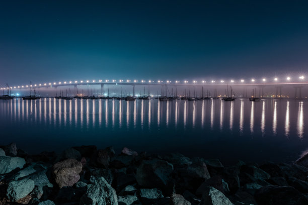 美丽的桥梁夜景图片