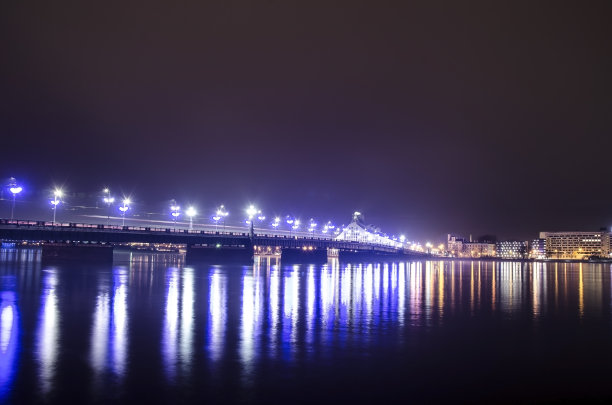 欧洲小城里加夜景