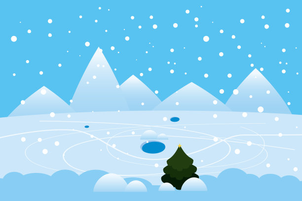 圣诞节雪景冬季背景矢量插画