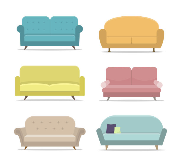彩色平面家具 