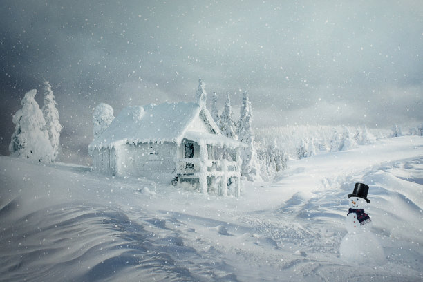 圣诞 雪人 房子 