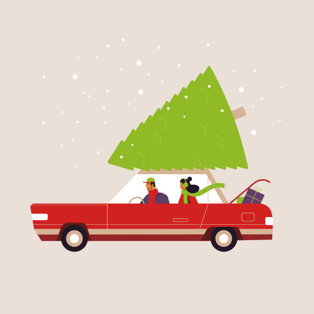 红色小汽车圣诞节