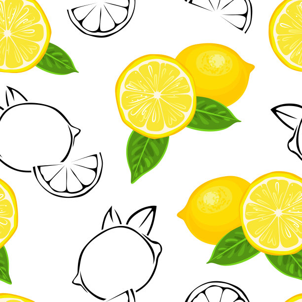 柠檬片无缝图案