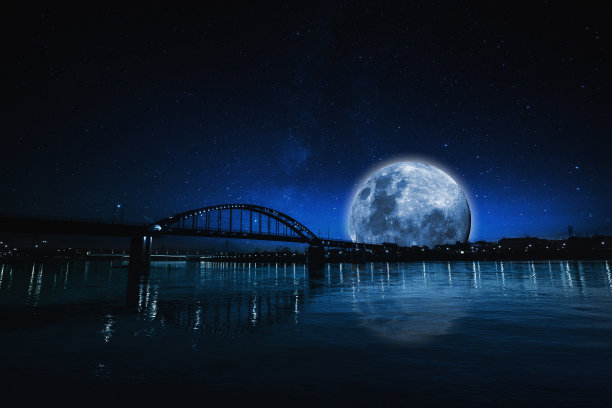 夜景图片 江边山水夜景 美丽