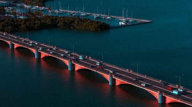 美丽的跨河大桥自然风景图片