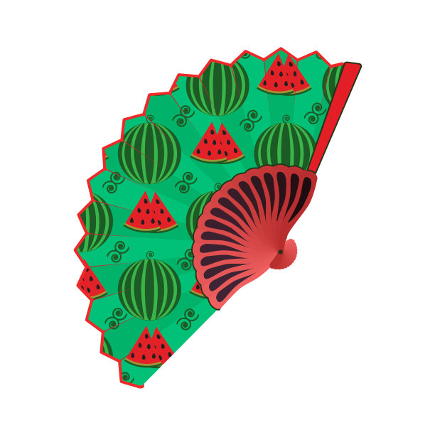 夏季的西瓜和扇子