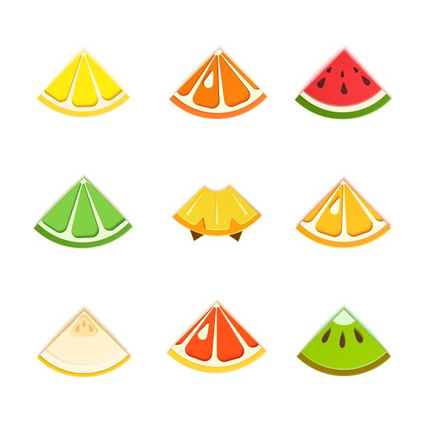 西瓜水果柠檬矢量图