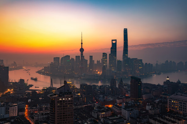 俯瞰上海城市夜景