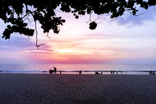 海滨生活黄昏海边夜景