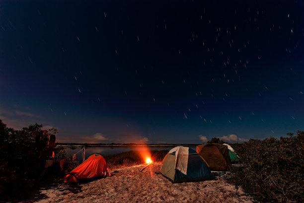 野营夜晚旅游帐篷星空