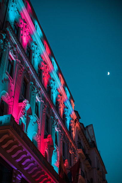 城市街道房屋建筑夜景灯光