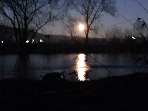 生态河流灯光夜景