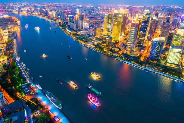 上海陆家嘴全景夜景