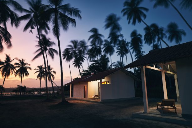 海滨生活黄昏海边夜景