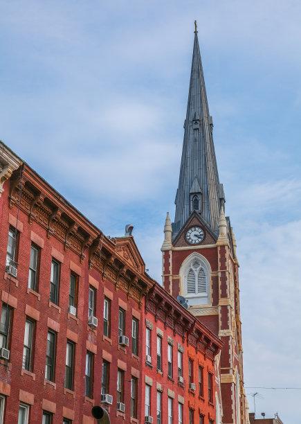美国城市街景及教堂建筑