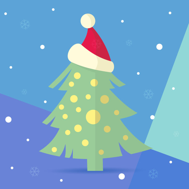 蓝色圣诞树圣诞节元素海报