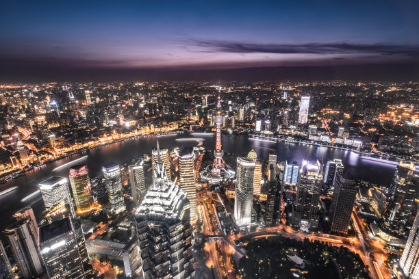 上海陆家嘴全景夜景