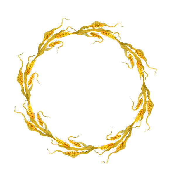 金色边框植物花环