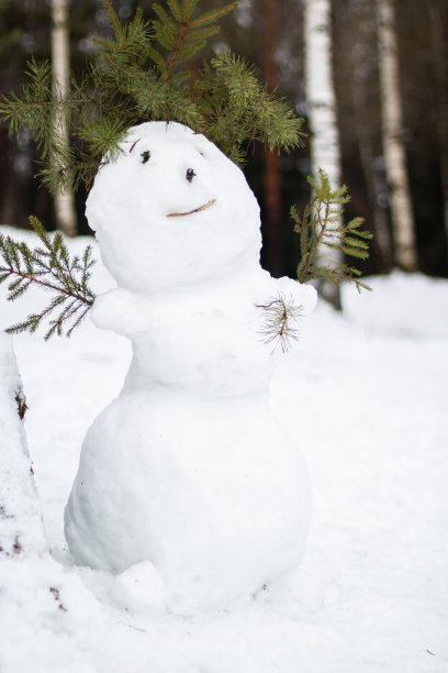 可爱圣诞雪地雪人