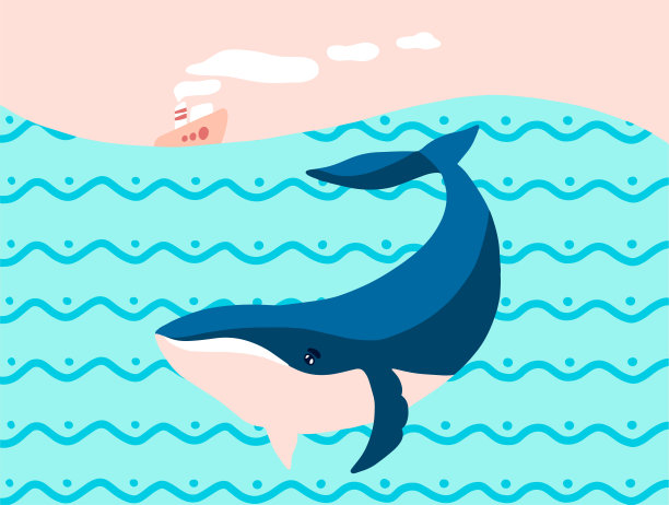 蓝色鲸鱼插画
