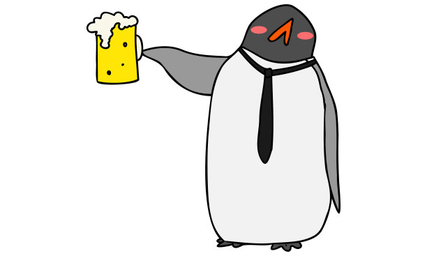 喝饮料的企鹅