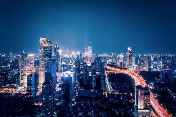 俯瞰上海城市夜景