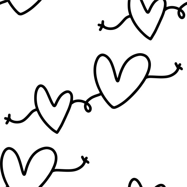 情人节可爱线描的心形矢量图