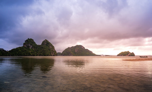 群山大海天空夜景风景