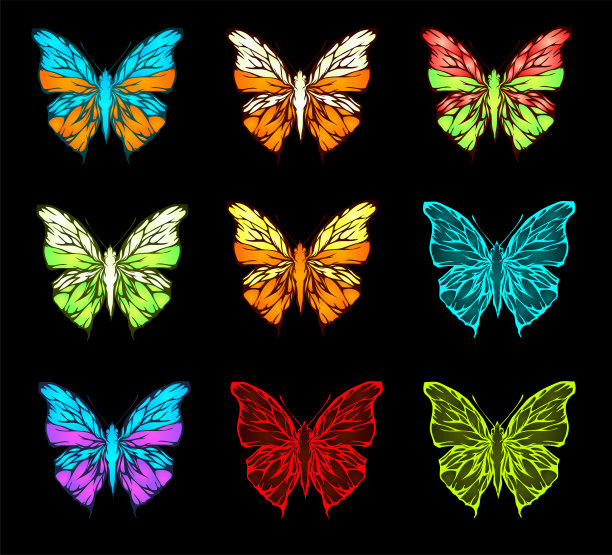 彩色蝴蝶设计矢量素材