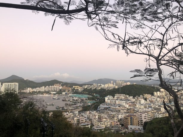 蓝天白云航拍城市建筑风景图片