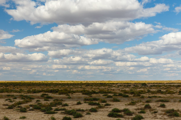 沙漠和多云的天空