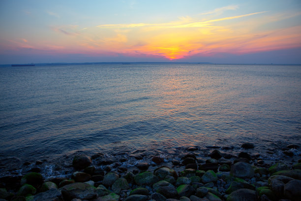 夕阳水纹湖泊波纹