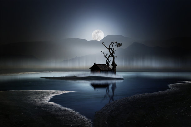 月亮湖水风景