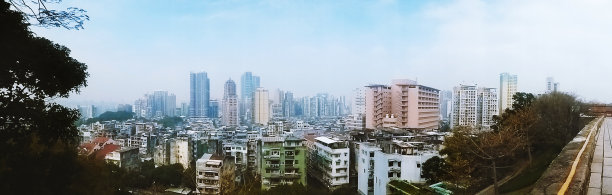 中国澳门城市建筑天际线和街景