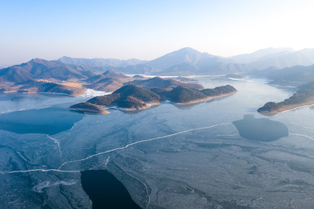 自然湖景鸟瞰