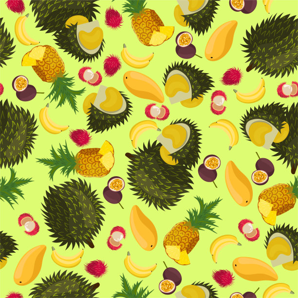 清新水果图案 菠萝 香蕉 