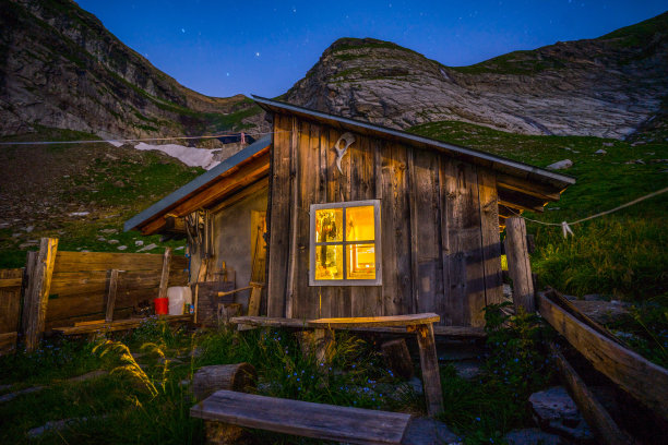 夜晚小屋