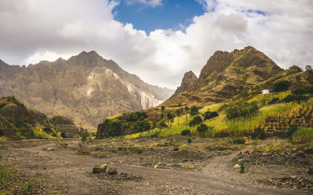 群山天空山坡风景背景