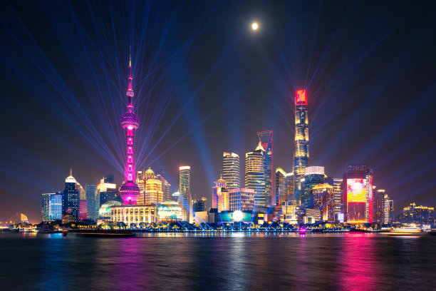 上海外滩夜景天际线