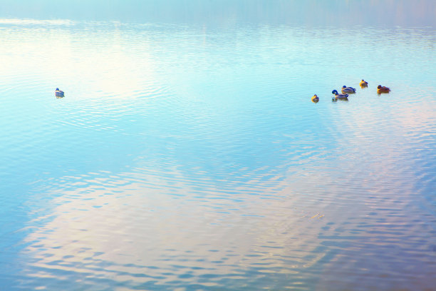 夕阳水纹湖泊波纹