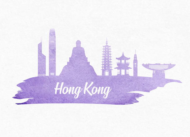 香港景点香港水彩海报