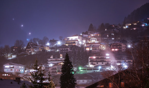 欧洲小镇夜景