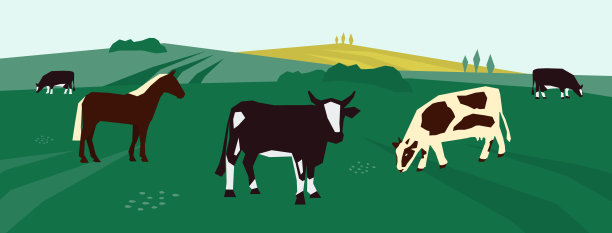 农场奶牛插画