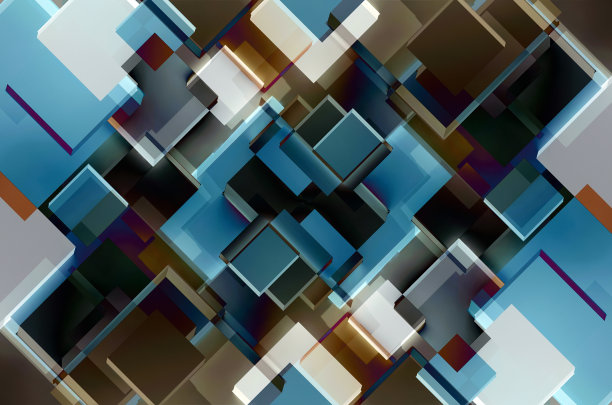 蓝色立体3d图形抽象线条